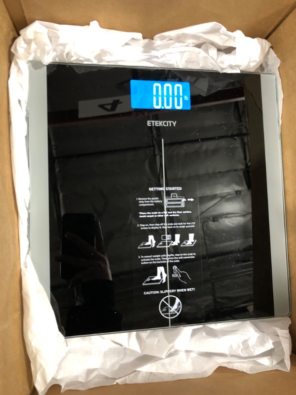 Photo 2 of Etekcity Digital Body Weight Bathroom Scale with Step-On Technology, Reliable Results with High Precision Measurements, Large Backlit LCD Display, 400 Pounds Non-Smart Black