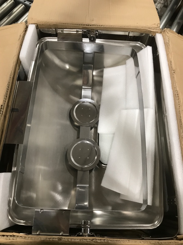 Photo 1 of Electric Buffet Food Roll Top Chafing Dish Servers and Warmers with Cover 2 Pans 9.5Quart for Buffet Commercial Food Warmer Steam Table