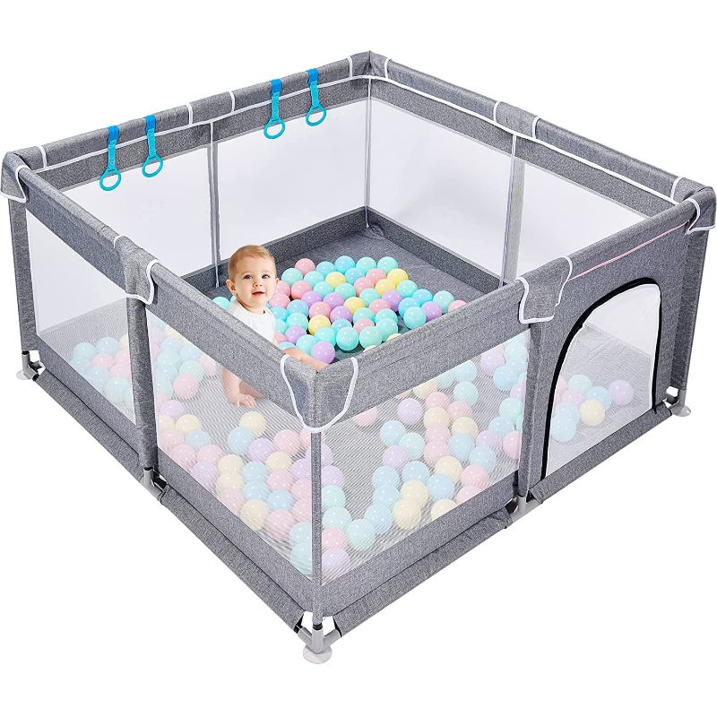 Photo 1 of Baby Playpen, Large Baby Playard 51*51*27.5inch, Baby Playpen for Babies Toddlers with Gate Outdoor Kids Activity Center with Anti-Slip Base , Sturdy Safety Playpen with Soft Breathable Mesh