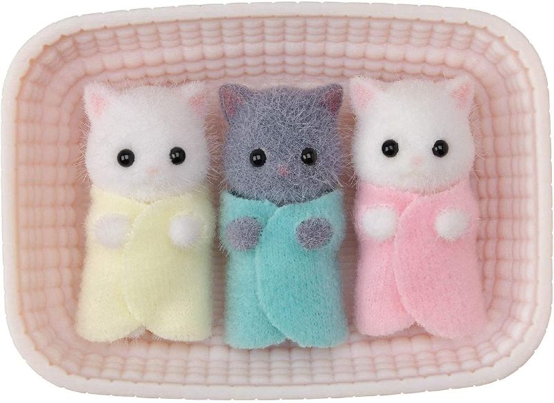 Photo 1 of Calico Critters, Persian Cat Triplets, Dolls, Dollhouse Figures, Collectible Toys; Figures and Cradled Accessory Included