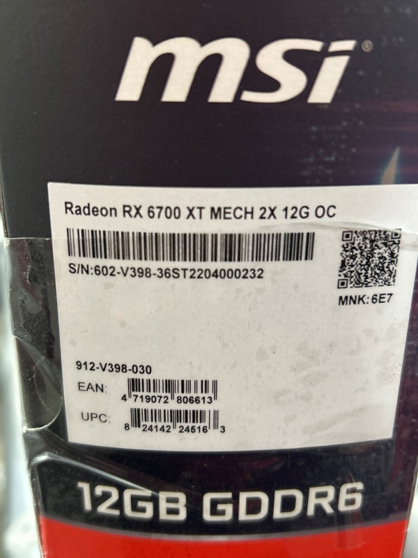 Photo 6 of AMD Radeon RX 6700 XT MECH 2X 12G OC - 12GB GDDR6 - PCI Express 4.0 - Graphics Card