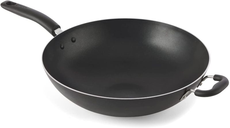 Photo 1 of T-Fal A80789 Specialty Nonstick Dishwasher Oven Safe PFOA-Free Jumbo Wok Cookware, 14-Inch, Black
