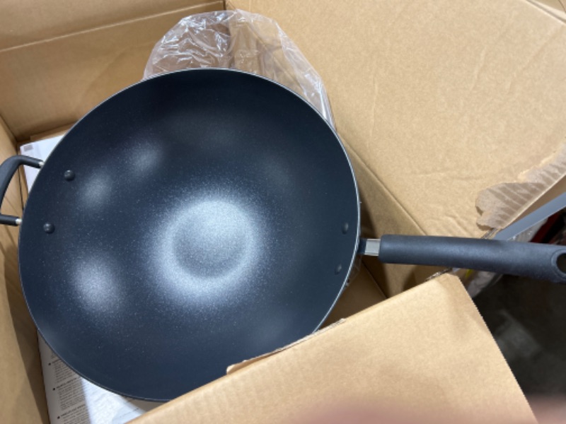 Photo 1 of T-Fal A80789 Specialty Nonstick Dishwasher Oven Safe PFOA-Free Jumbo Wok Cookware, 14-Inch, Black

