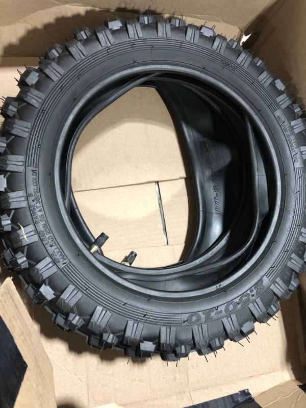 Photo 1 of (2 Set) 2.5-10" Off-Road Tire and Inner Tube Set - Dirt Bike Tire with 10-Inch Rim and 2.5/2.75-10 Dirt Bike Inner Tube Heavy Duty Replacement with Honda CRF50/XR50, Suzuki DRZ70/JR50 and Yamaha PW50