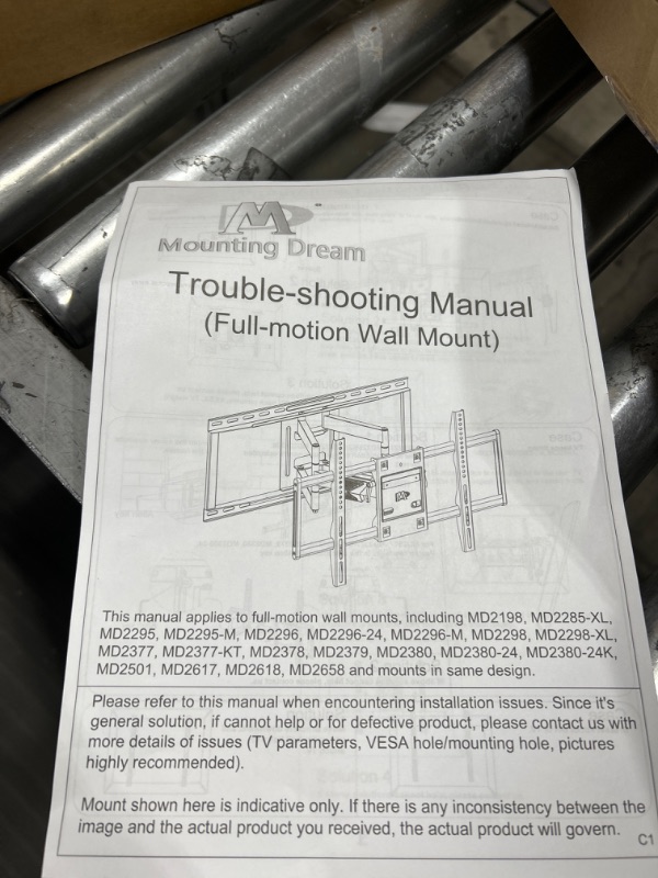 Photo 4 of Mounting Dream TV Mount with Joint Bearings for 42-75 Inch OLED/QLED/LED TVs' Smooth Moving. Design for Most Ultra-Thin TVs, Full Motion TV Wall Mount Bracket with 100LBS. Loading Up to 24" Studs