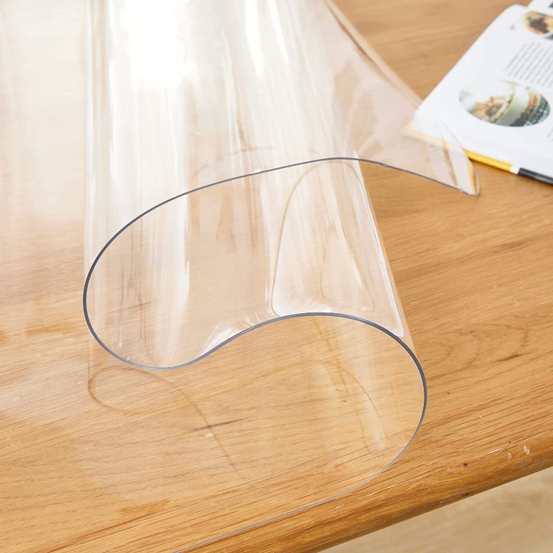 Photo 1 of  Plastic Table Cover Protector Waterproof Vinyl Clear Rectangular Desk Mat for Kitchen Home Office
