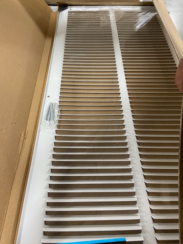 Photo 2 of 12"w X 30"h Steel Return Air Grilles - Sidewall and Ceiling - HVAC Duct Cover - White [Outer Dimensions: 13.75"w X 31.75"h] 12 X 30 White