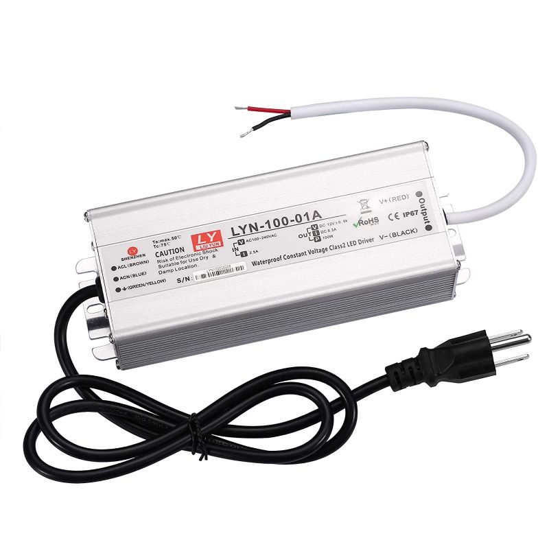 Photo 1 of LED Driver 100 Watts 110V AC to 12V DC Low Voltage Output, IP67 Waterproof Power Low Voltage Transformer Adapter with 3 pin Plug LED Cable for LED Light bar, Indoor and Outdoor Light String
