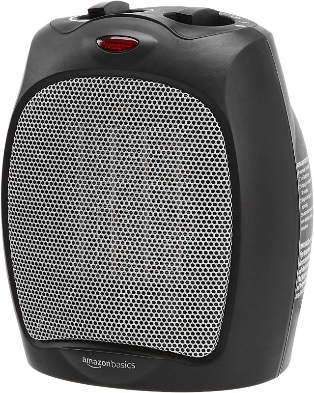 Photo 1 of Amazon Basics 1500W Ceramic Personal Heater with Adjustable Thermostat, Black
