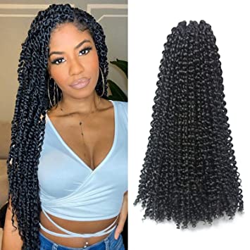 Photo 2 of 6 Packs Passion Twist Crochet Hair 18 Inch Water Wave Passion Twists Crochet Braiding Hair Synthetic Fiber Curly Long Bohemian Crochet Hair Extensions 22 Strands/pack (#2)
