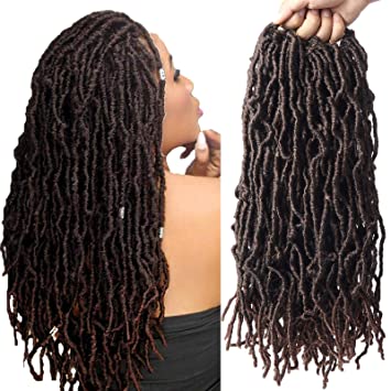 Photo 1 of 7 Packs New Faux Locs Crochet Braids Hair 18 inch Synthetic Fiber Natural Soft Goddess Faux Locs Crochet Long Hair Extensions M30#
