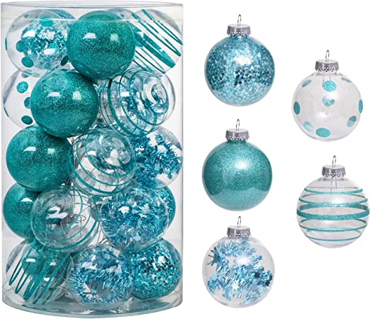 Photo 1 of 25PCS-2.63(67MM) Christmas PET Ball Ornaments Set,Clear Plastic Shatterproof Xmas Tree Ball,Hanging Christmas Home Decorations for Holiday Wedding Xmas Party Decoration (Baby Blue) 