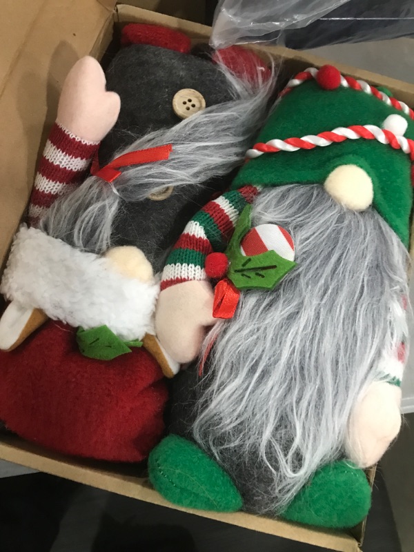 Photo 2 of 4-Pejiijar Holiday Christmas Gnome Decorations 2PCS 14’’ Mr and Mrs Xmas Table Decorations Handmade Swedish Tomte Plush Gnomes Christmas Scandinavian Santa Elf Decoration Ornaments 