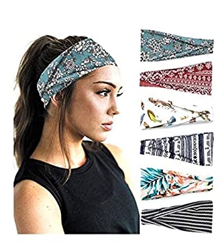 Photo 1 of PLOVZ 6 Pack Women's Yoga Running Headbands Sports Workout Hair Bands (Set 10) 