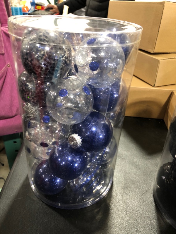 Photo 2 of 25PCS-2.63(67MM) Christmas PET Ball Ornaments Set,Clear Plastic Shatterproof Xmas Tree Ball,Hanging Christmas Home Decorations for Holiday Wedding Xmas Party Decoration (Dark Blue)