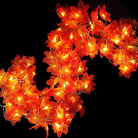 Photo 1 of [Timer] Thanksgivings Garland Decorations 40LED 16.4FT Enlarged Maple Leaves String Lights Battery Operated Waterproof Fall Lights Autumns Harvest Halloween Decor for Home Indoor Mantel Outdoor
