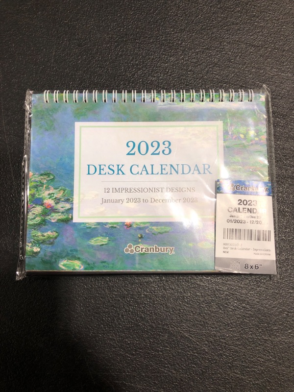 Photo 2 of CRANBURY Small Desk Calendar 2023 - (8x6", Impressions), Use Standing Desk Calendar as Stand Up 2023 Calendar, Desktop Calendar with Artwork Monthly Designs, Stickers for Calendars Impressions 2023 Edition