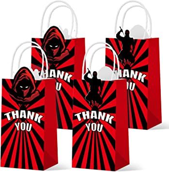 Photo 1 of 16 Pcs Ninja Party Favor Bags, Ninja Gift Bag 8.7 x 4.3 x 3.2 Inch Paper Bags with Handles Ninja Party Favors Goody Bags Treat Bags for Birthday Party Supplies Decorations 