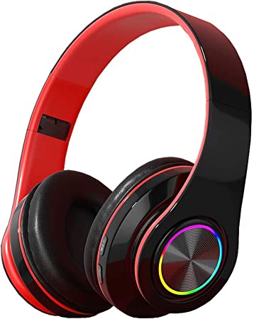 Photo 1 of Limited-time deal: IHAO Premium Wireless Headset Over Ear Headphones with Microphone Bluetooth 5.0 HiFi Stereo Sound Foldable Rechargeable LED Light Compatible with Smartphone/TV/pad/Laptop for Travel Home (Black B39) https://a.co/d/db91Hdq