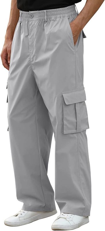 Photo 1 of Aoysky Men's Loose Fit Work Pants Casual Elastic Waist Tactical Hiking Trousers---size xxl