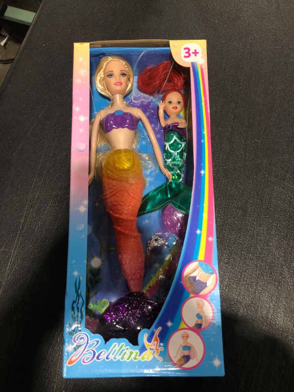 Photo 2 of BETTINA Mermaid Princess Doll with Little Mermaid Doll & Accessories, Mermaid Toys Princess Birthday Gifts, Girls Toys Aged 3 4 5 6 7 Years Olds, Yellow 