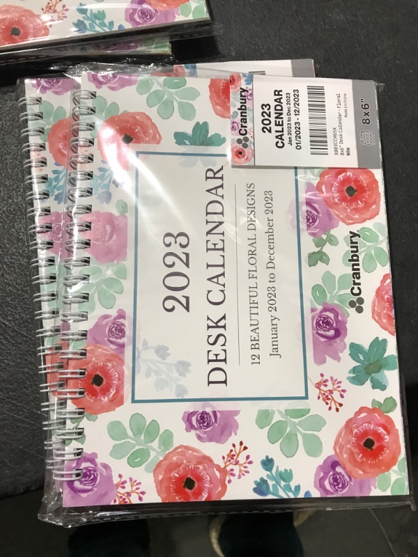 Photo 1 of 2 PACK CRANBURY Small Desk Calendar 2023 - (8x6, Floral), Standing Desk Calendar with Gorgeous Flower Designs, Easel Calendar, Stand Up Calendar with Stickers
