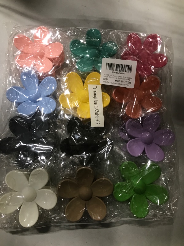 Photo 2 of 12 Pack Hair Claw Clips, Large Flower Hair Clips for Women Thick and Thin Hair, Anti-Slip Firm Matte Flower Claw Clips, Hair Accessories for Women Girls, 12 Colors
