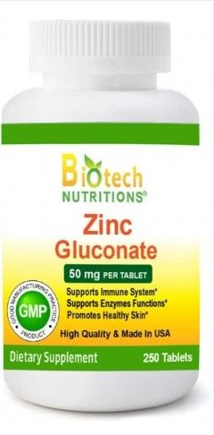 Photo 1 of Biotech Nutritions Zinc Gluconate 50 mg 250 Tablets
