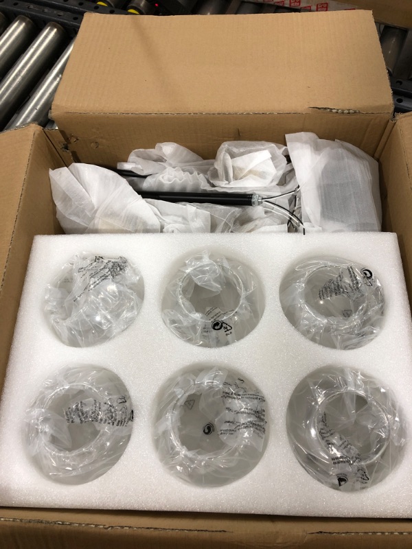 Photo 1 of 6-Light Glass Chandelier Mid-Century Pendant Lighting Adjustable Arm Sputnik Chandelier Modern Ceiling Light Fixture for Living Room Dining Bedroom Kitchen 6-lights