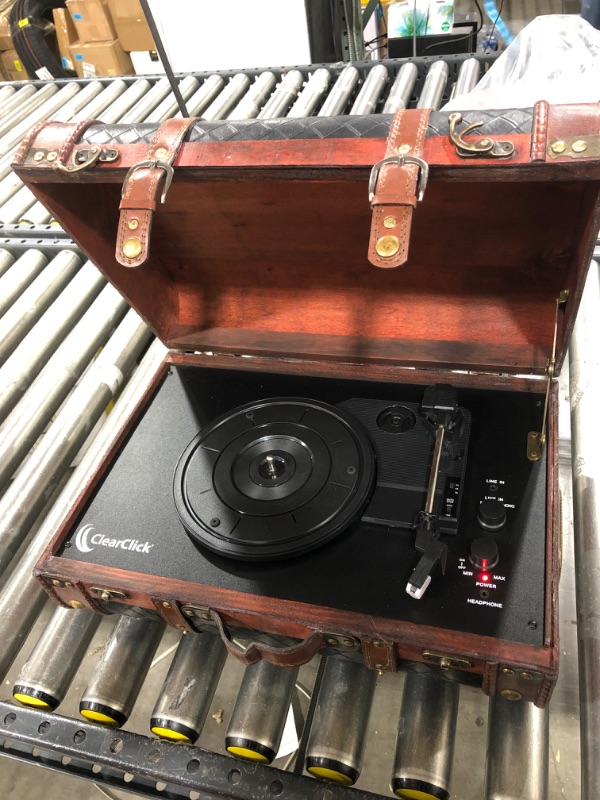 Photo 2 of ClearClick Vintage Suitcase Turntable with Bluetooth & USB - Classic Wooden Retro Style