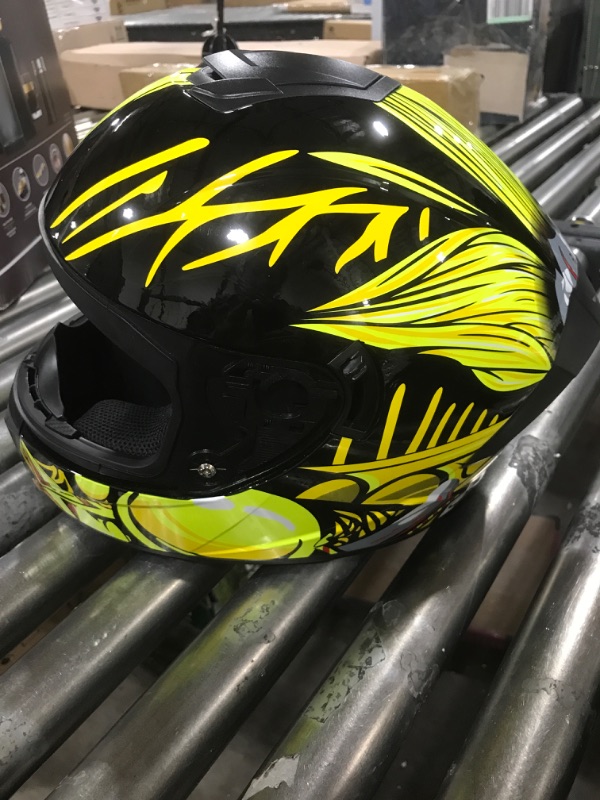 Photo 3 of *** NO FACE VISOR*** TRIPERSON Full Face Motorcycle Helmet DOT Approved Motorbike Moped Street Bike Racing Crash Helmet, Men and Women Yellow clown Colored lenses Small
