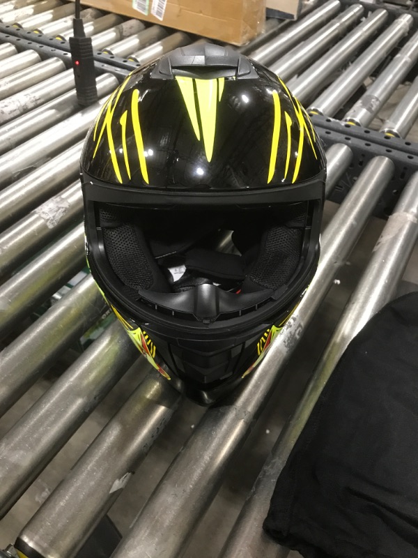 Photo 2 of *** NO FACE VISOR*** TRIPERSON Full Face Motorcycle Helmet DOT Approved Motorbike Moped Street Bike Racing Crash Helmet, Men and Women Yellow clown Colored lenses Small
