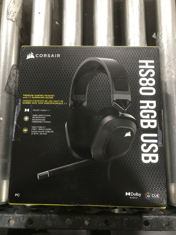 Photo 2 of Corsair HS80 RGB USB Premium Gaming Headset with Dolby Audio 7.1 Surround Sound (Broadcast-Grade Omni-Directional Microphone, Memory Foam Earpads, High-Fidelity Sound, Durable Construction) Carbon HS80 RGB USB Black