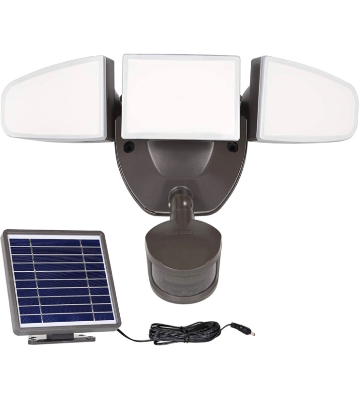 Photo 1 of 15W SOLAR LED SECURITY LIGHT 1500 LM MOTION SENSOR LIGHT 3 ADJUSTABLE HEAD FOR GARAGE, 2 PACK