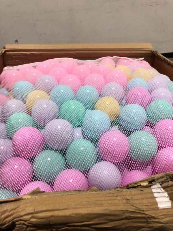 Photo 2 of Amazon Basics BPA Free Crush-Proof Plastic Ball Pit Balls with Storage Bag, Toddlers Kids 12+ Months, 6 Pastel Colors - Pack of 1000 6 Pastel Colors 1,000 Balls