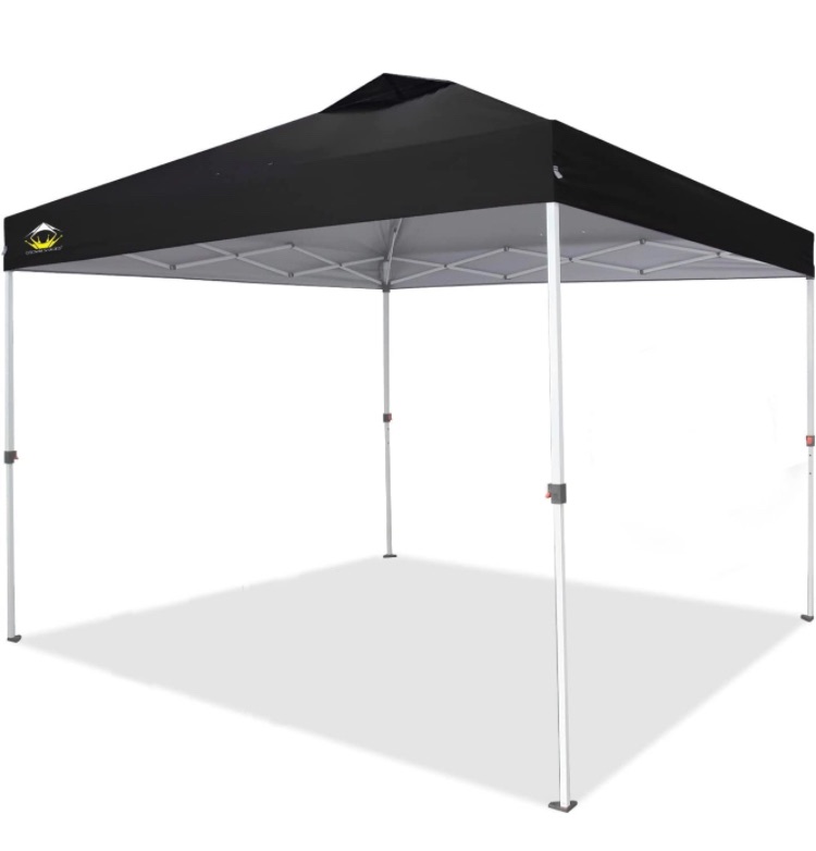 Photo 1 of 10'X10' POP UP CANOPY WITH WHEELED CARRY BAG BONUS 8 STAKES AND 4 ROPES BLACK