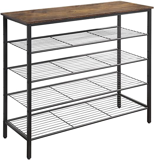 Photo 1 of 5-Tier Shoe Rack Organizer, Metal Mesh Shoe Storage Shelf, for Entryway, Hallway, Closet, Dorm Room, Industrial, Rustic Brown