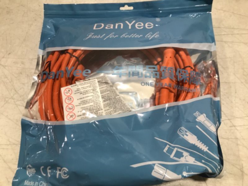 Photo 1 of UL Listed Waterproof Power Extension Cord ,DanYee Indoor/Outdoor(Marked General Use on The Tag) 16 AWG Heavy Duty AC SJTW Electrical Extension Cable (NEMA 5-15P to NEMA 5-15R) (15FT 2PACK, Orange) 15FT 2PACK Orange