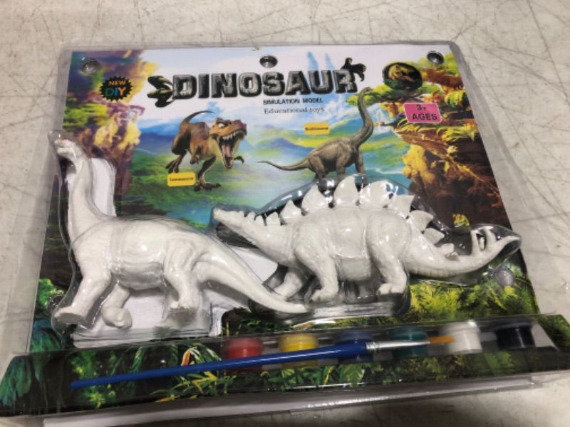 Photo 2 of 3D Painting Dinosaurs Toys Kids Arts Crafts Set Dino Toy DIY Painting Kit Decorate Your Own Dinosaur Figures DIY Dinosaur Arts Crafts for Boys ( Brachiosaurus + Stegosaurus)