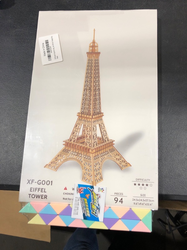 Photo 2 of 3D Wooden Puzzle for Adults, Eiffel Tower Models for Adults to Build, Mechanical Brain Teaser Games, Educational DIY Puzzle Toys Activity - Best Adult Gifts Bundle with Snake Cube Puzzle
