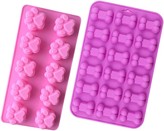 Photo 1 of 2 Pcs Puppy Dog Paw and Bone Silicone Molds, Combo Silicone Molds Puppy Dog Claw Bone Silicone Molds for Puppy Treats, Ice Cubes, Biscuits and Candies
