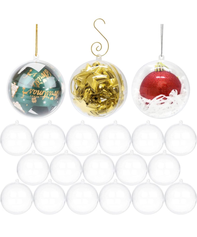 Photo 1 of 20 PCS ROUND CLEAR CHRISTMAS ORNAMENTS 