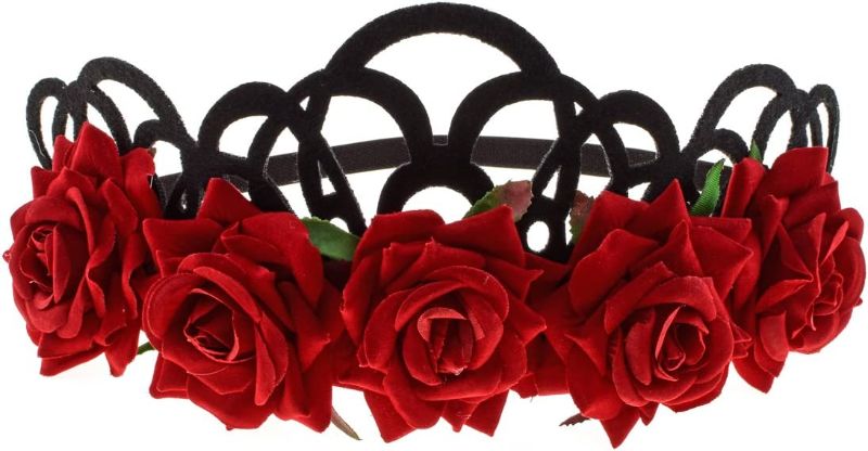 Photo 1 of 2 PACK Love Sweety Halloween Vintage Crown Rose Headband Gothic Floral Headpiece (Red Crown) https://a.co/d/3bw7s3V