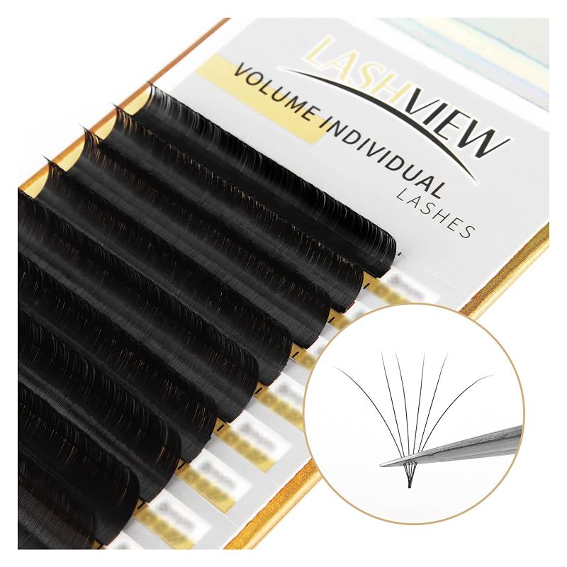 Photo 1 of  2 pack LASHVIEW 0.07 Thickness D+ Curl 8-15mm Mixed Tray Volume Mink Eyelash Extensions Silk Individual Lash Extensions Semi-permanent Pure Korean Silk lashes Soft Application for Professional Salon Use 