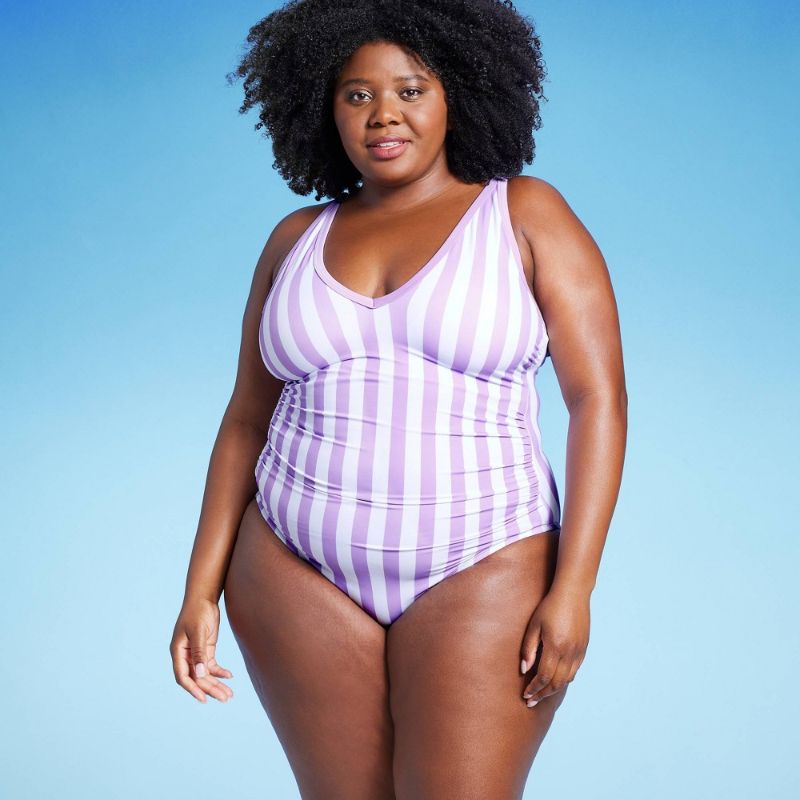 Photo 1 of 14W Women's Plus Size V-Neck Over the Shoulder High Leg One Piece Swimsuit - Kona Sol™
