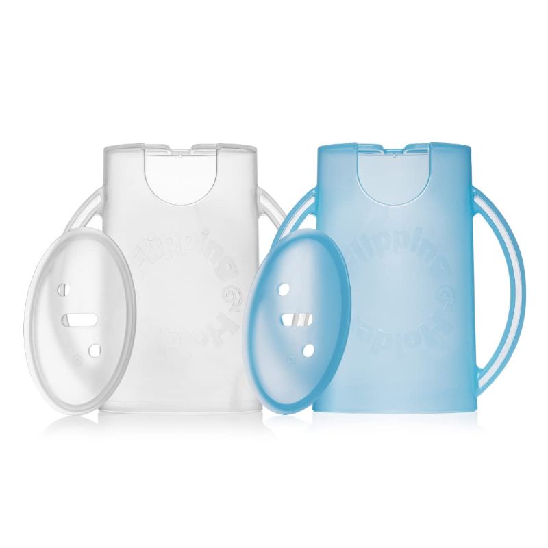 Photo 1 of Deluxe Squeeze Proof Flipping Holder (2-Pack with lids) for Food Pouches & Juice Boxes - Multipurpose - Prevent Messes & Support Self-Feeding - Easy Grasping Handles - Made in USA 