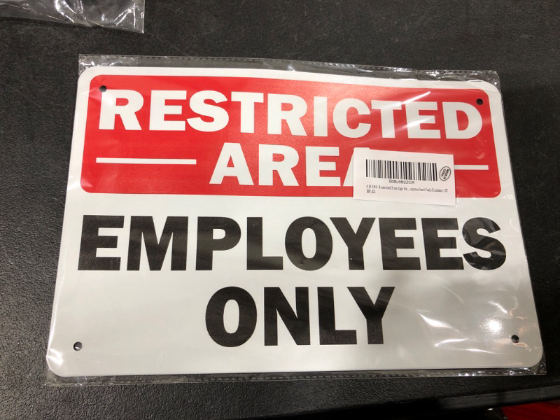 Photo 2 of AJHERO Restricted Area Sign Employees Only Sign - 12 x 8 Inches Rust Free Aluminum - Waterproof, Weatherproof and Fade Resistant -07