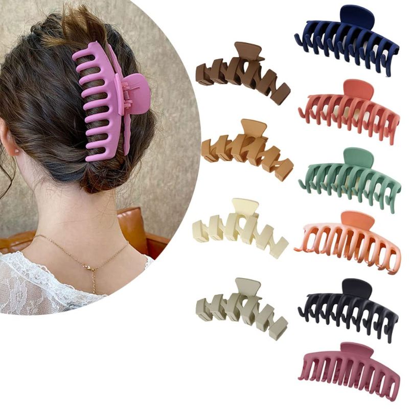 Photo 1 of 10Pcs Large Hair Claw Clips for Thick Heavy Hair Styling and Sectioning Big Non-Slip Hair Catch Barrette Jaw Clamp Two Styles Match Thick and Thin Hair Strong Hold Claw Barrettes for Long Available Ideal Gifts for Women