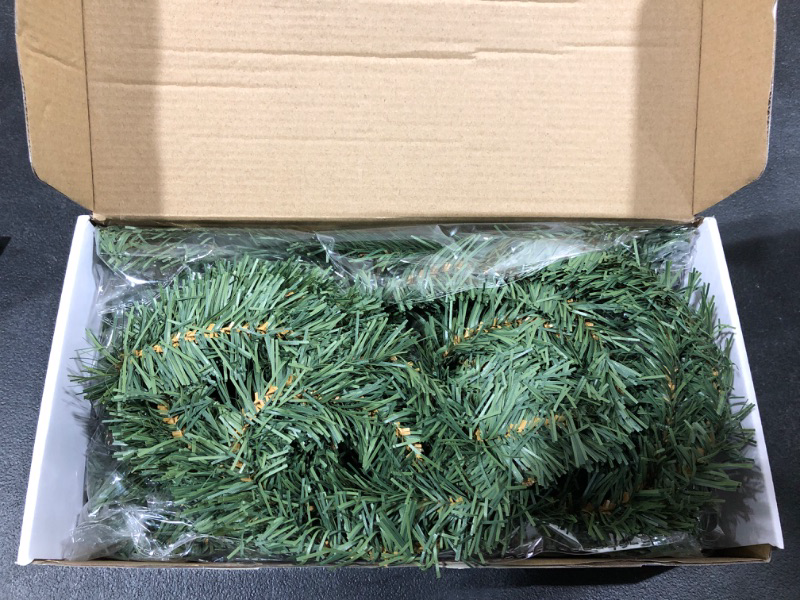 Photo 2 of 25 Pcs Christmas Artificial Pine Needles Garland 1.6'' x 47 ft Christmas Tree Branches Wired Faux Pine Greenery Stems in Green for Christmas Garden Holiday Decor Craft Wedding Party Gift Wrapping