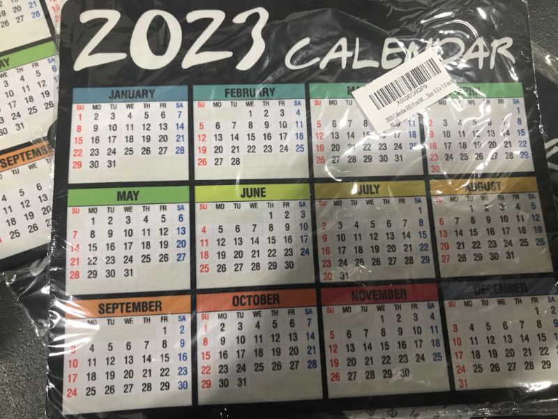 Photo 2 of 2023 Calendar HD Font Mouse pad, Non-Slip Personalized Rectangular Black Background, Size: 9.5 x 7.6 inches
